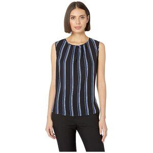 Tahari Asl Striped Sleeveless Crewneck Blouse S